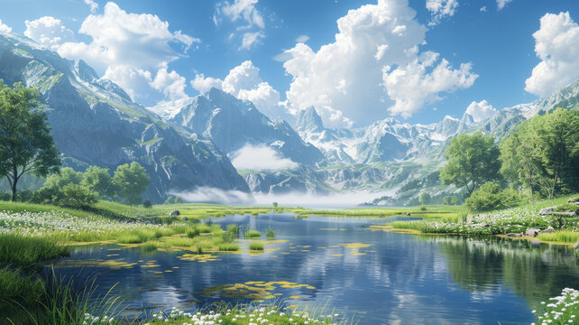 高山湖泊美景