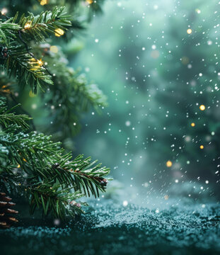 冬日雪景中的圣誕樹
