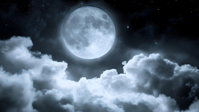 夜空中明亮的滿月