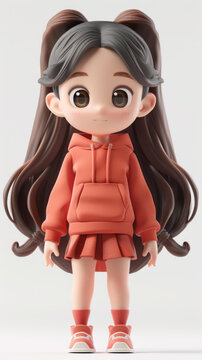 一個(gè)可愛年輕女孩的3D模型