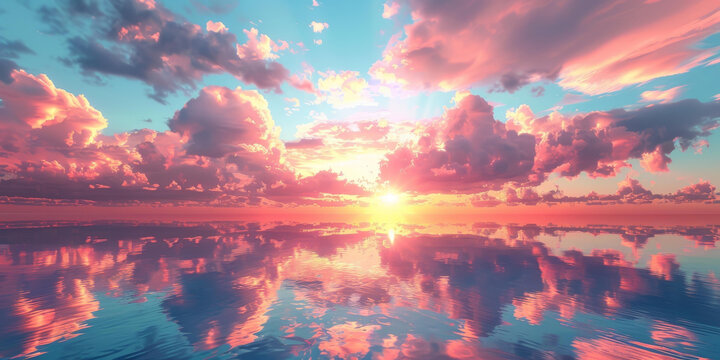 平靜的海上夕陽