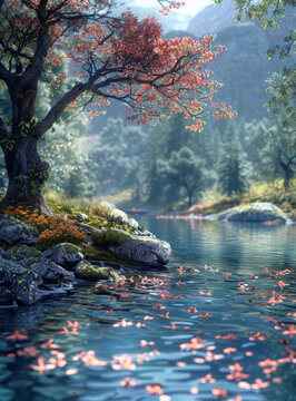 寧靜的秋湖風(fēng)景