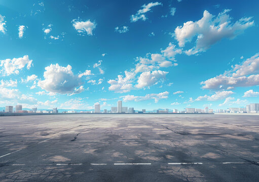 城市景觀與空曠的瀝青路