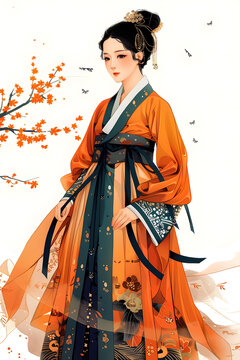 身著漢服的美麗亞洲女性