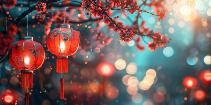 紅燈籠高高掛起櫻花樹(shù)下鬧元宵