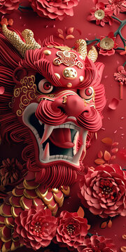 紅色剪紙龍
