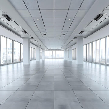 現(xiàn)代化城市景觀的空曠辦公室空間