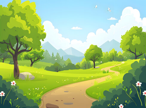 蜿蜒小路通往山間綠地