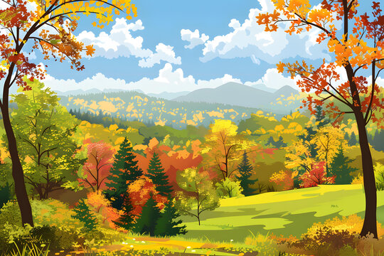 秋日山林風(fēng)景畫