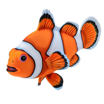 一只小丑魚的三維渲染圖