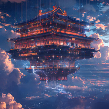 云端天宮：一座漂浮在云層之上的宮殿