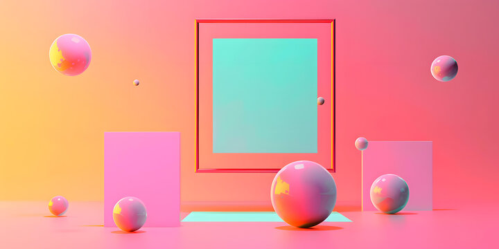 抽象彩色幾何形狀3D背景