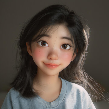 一個(gè)黑長(zhǎng)發(fā)棕眼年輕女性的插圖