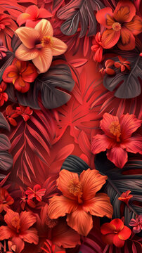 熱帶紅色花卉