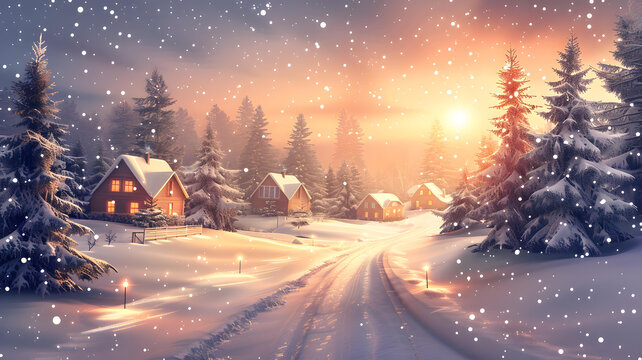 冬日的鄉(xiāng)村雪景