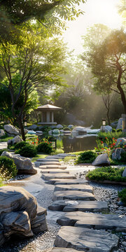 枯山水石板路