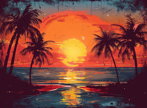 熱帶海灘日落