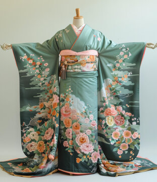 一件帶花卉圖案的和服