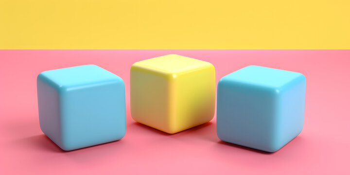 彩色背景上的抽象極簡(jiǎn)主義3D立方體