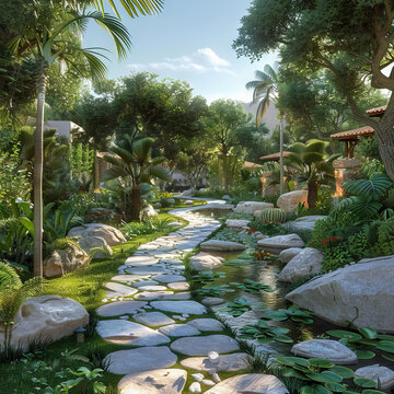 郁郁蔥蔥的熱帶花園