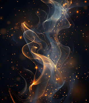金色的星云在太空中飛舞