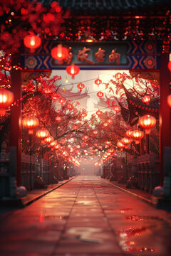 春節(jié)紅燈籠街道