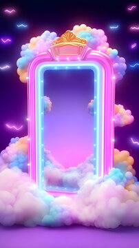 霓虹燈招牌云朵背景 3D