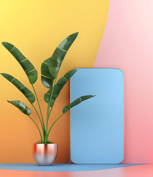 極簡主義的熱帶植物3D渲染圖