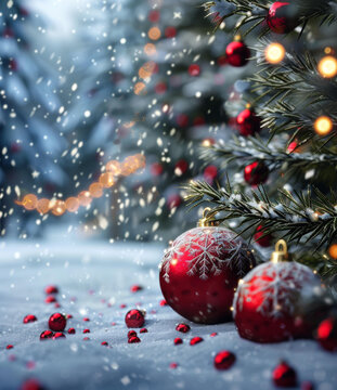 雪中圣誕紅飾品