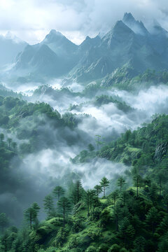 云霧繚繞的山峰