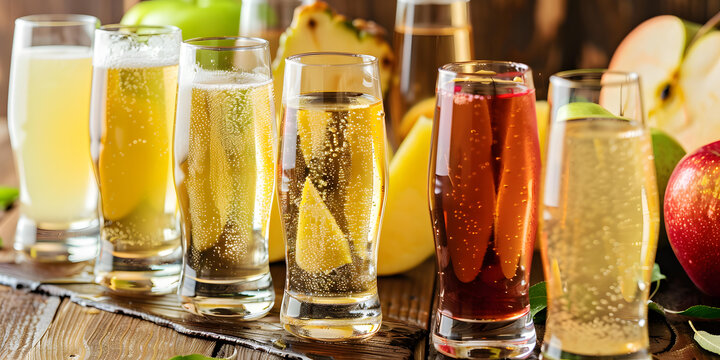 蘋果酒飲品，多種口味和水果裝飾