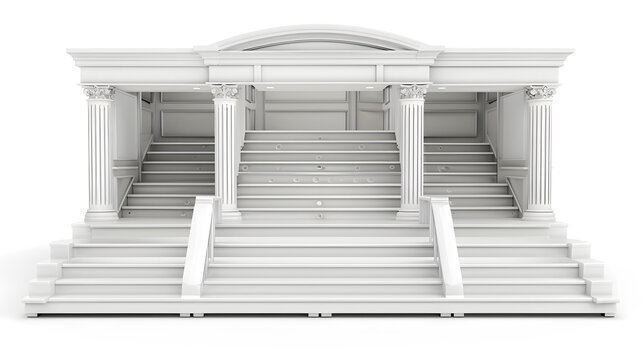 白色古典建筑入口3D渲染