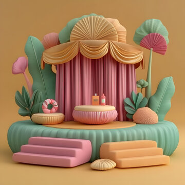 熱帶植物舞臺3D渲染