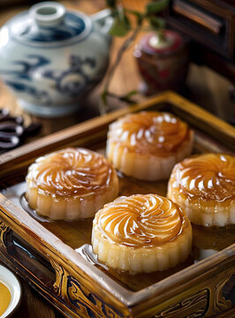 美味的中國(guó)月餅特寫(xiě)