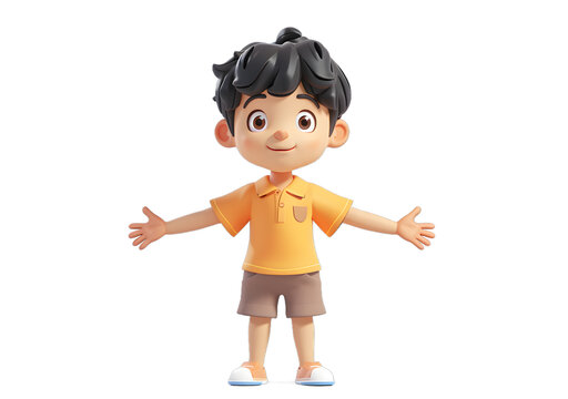 [免摳素材]一個可愛的卡通 男孩的 3D 渲染圖