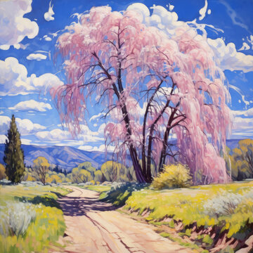 鄉(xiāng)村公路邊的粉色花海