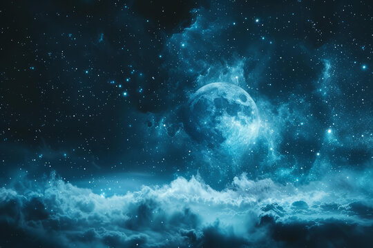 奇幻的藍色夜空