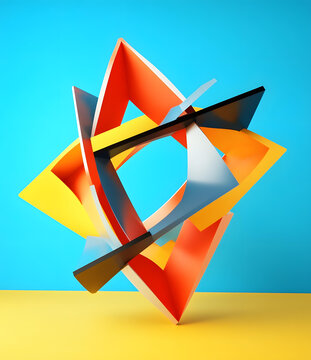 抽象幾何圖形多彩3D渲染
