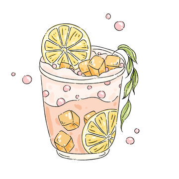 卡通夏日冰飲檸檬水