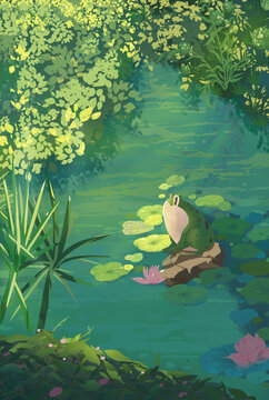 肌理插畫夏天的青蛙