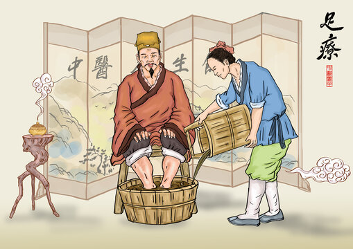 中醫(yī)足療插畫