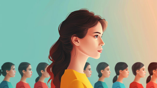 一個女人從人群中脫穎而出的插圖