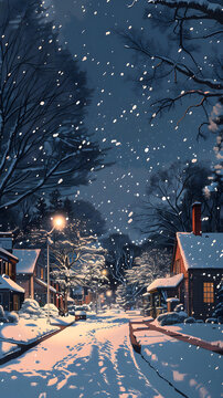 寧靜的小鎮(zhèn)雪夜