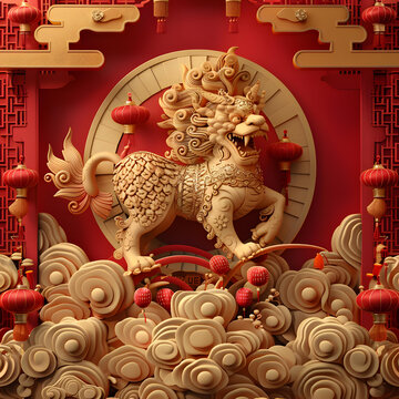祥獅獻(xiàn)瑞的AI圖片