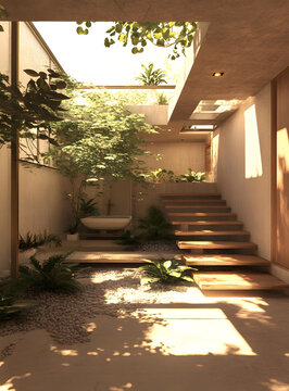 現(xiàn)代簡約風(fēng)格室內(nèi)設(shè)計(jì)，搭配熱帶花園
