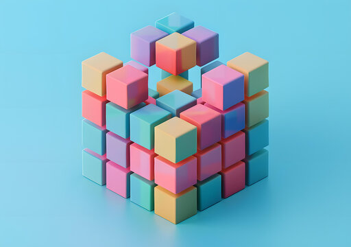 彩色積木抽象3D立體結(jié)構(gòu)