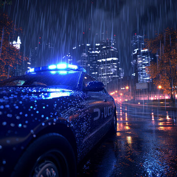 警車雨夜巡邏