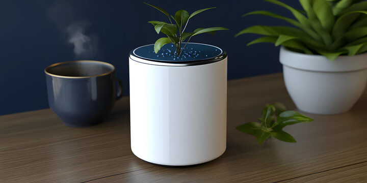 白色圓柱體上放置植物