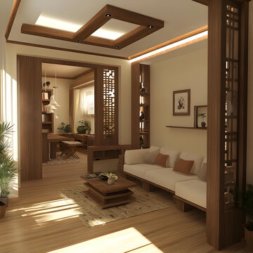 現(xiàn)代簡約風(fēng)格木質(zhì)元素客廳室內(nèi)設(shè)計(jì)