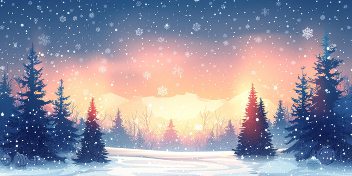 冬季雪景森林風(fēng)景